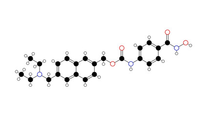 givinostat molecule, structural chemical formula, ball-and-stick model, isolated image gavinostat