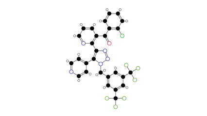tradipitant molecule, structural chemical formula, ball-and-stick model, isolated image vly-686