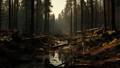 Recreation of a contaminated and destroyed forest - obrazy, fototapety, plakaty
