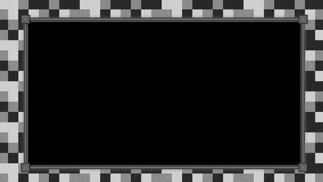 白・黒のモノクロブロック模様の背景ベースと画面枠（３種セット）