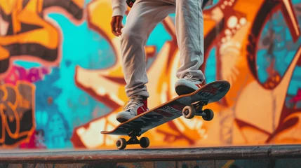 Poster Motion shot of skating boy in urban environment © JJ1990