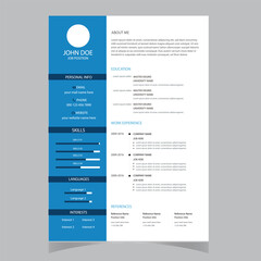 Clean Modern Resume and Cover Letter Layout Vector Template for Business Job Applications, Minimalist resume cv template,  
Resume design template, cv design, multipurpose resume design