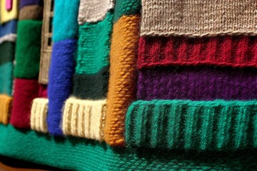 Multi-colored wool patches on a sweater pattern