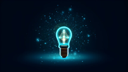 A bright idea illuminates the concept of innovation and creativity, symbolized by the glowing light bulb. This futuristic and modern design represents the energy of imagination and the potential for 