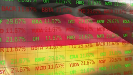 Animation of stock market over flag of germany - Powered by Adobe