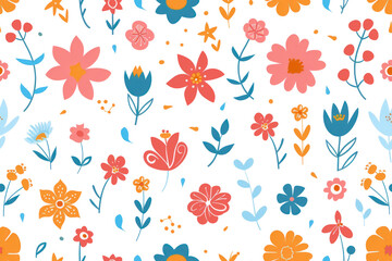 Spring Seamless Pastel Floral Pattern