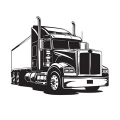 Tractor trailer in cartoon, doodle style . Image for t shirt. Isolated 2d vector illustration in logo, icon, sketch style, Eps 10, black and white. AI Generative