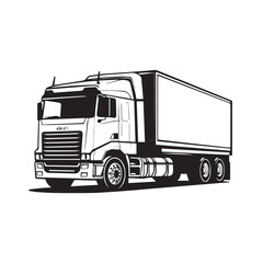 Tractor trailer in cartoon, doodle style . Image for t shirt. Isolated 2d vector illustration in logo, icon, sketch style, Eps 10, black and white. AI Generative