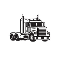 Tractor trailer in cartoon, doodle style . Image for t shirt. Isolated 2d vector illustration in logo, icon, sketch style, Eps 10, black and white. AI Generative