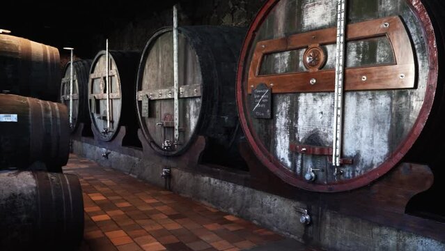 port wine cellar establishing shot