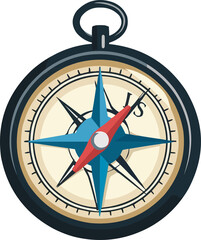 Clean Isolated Clipart Illustration of a Compass in Solid Colors