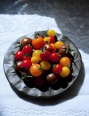 fresh colorful cherry tomatoes in a plate