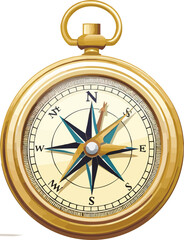 Clean Isolated Clipart Illustration of a Compass in Solid Colors