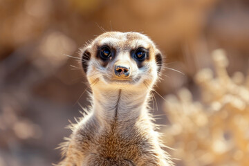 Fototapeta premium Meerkat on the lookout guard duty in african savanna