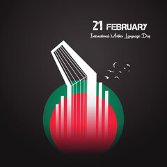 Obraz premium 21 February International Mother Language Day Shahid Minar Vector illustration