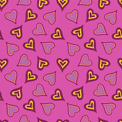 Set of seamless patterns with hand drawn hearts. Valentine s day background. Vector graphic, EPS10