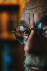 Closeup shot of old man with glasses