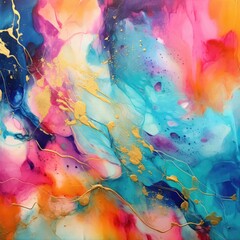 abstract alcohol ink liquid paint colorful art, ai