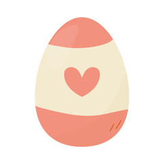 A cute easter egg, pink with a heart.  On a white isolated background