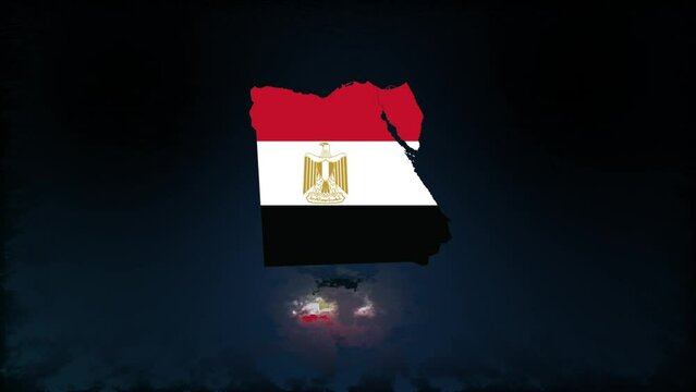 Map and flag of Egypt with 3d effect 