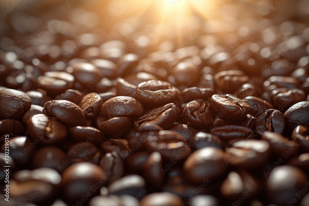 Aufkleber coffee beans close up. background image. created with generative ai technology