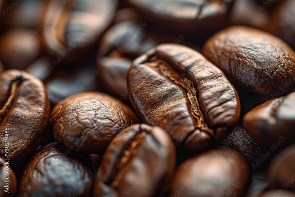 Poster coffee beans close up. background image. created with generative ai technology