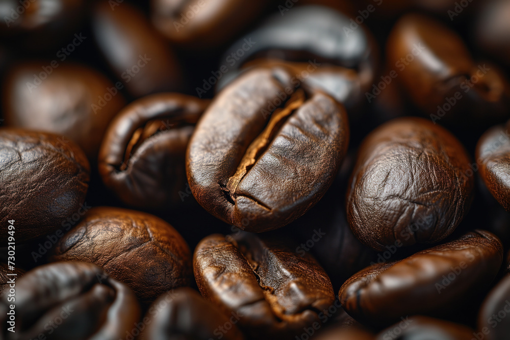 Aufkleber coffee beans close up. background image. created with generative ai technology
