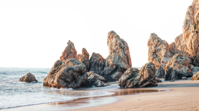 sea arch or sea cave rock stone at sea beach  removed original sky for new sky replacement png transparent background