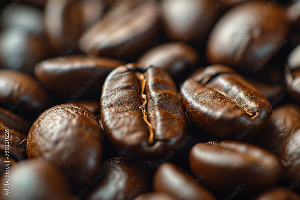 Aufkleber coffee beans close up. background image. created with generative ai technology