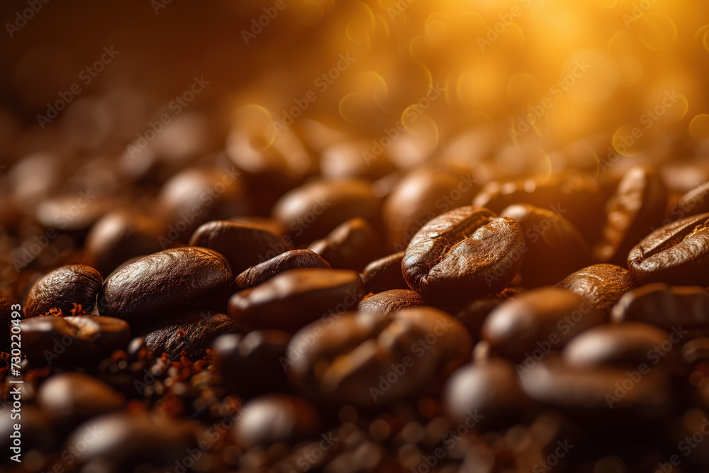 Poster coffee beans close up. background image. created with generative ai technology
