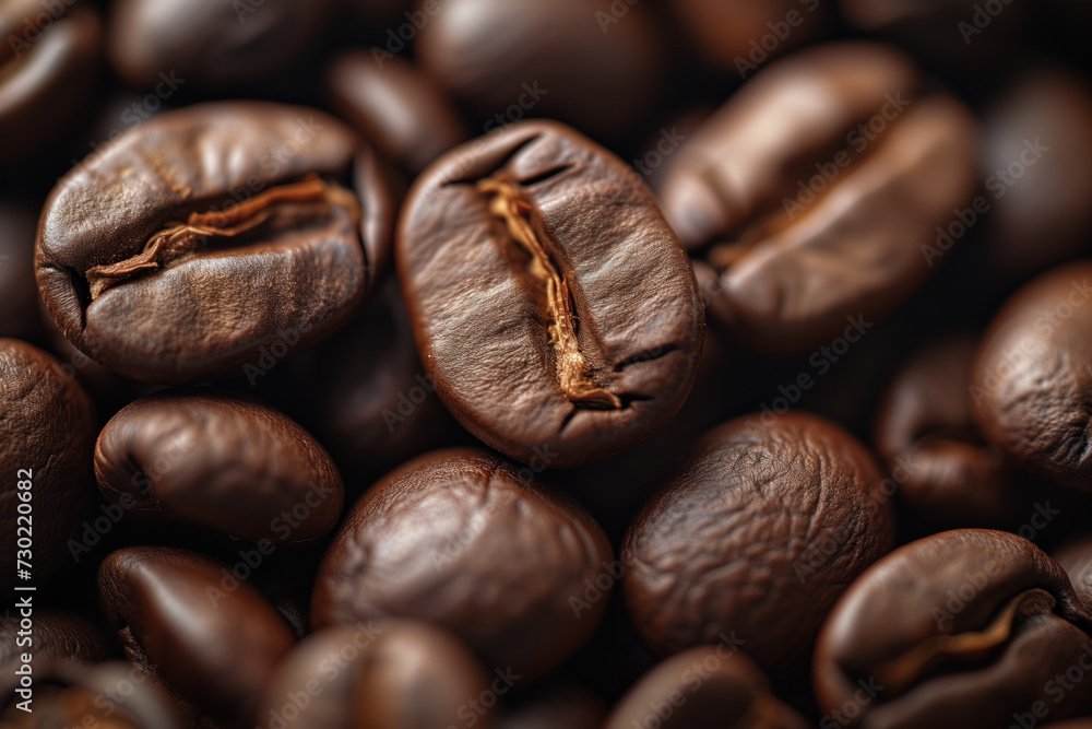 Poster coffee beans close up. background image. created with generative ai technology