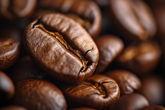 Coffee beans close up. Background image. Created with Generative AI technology