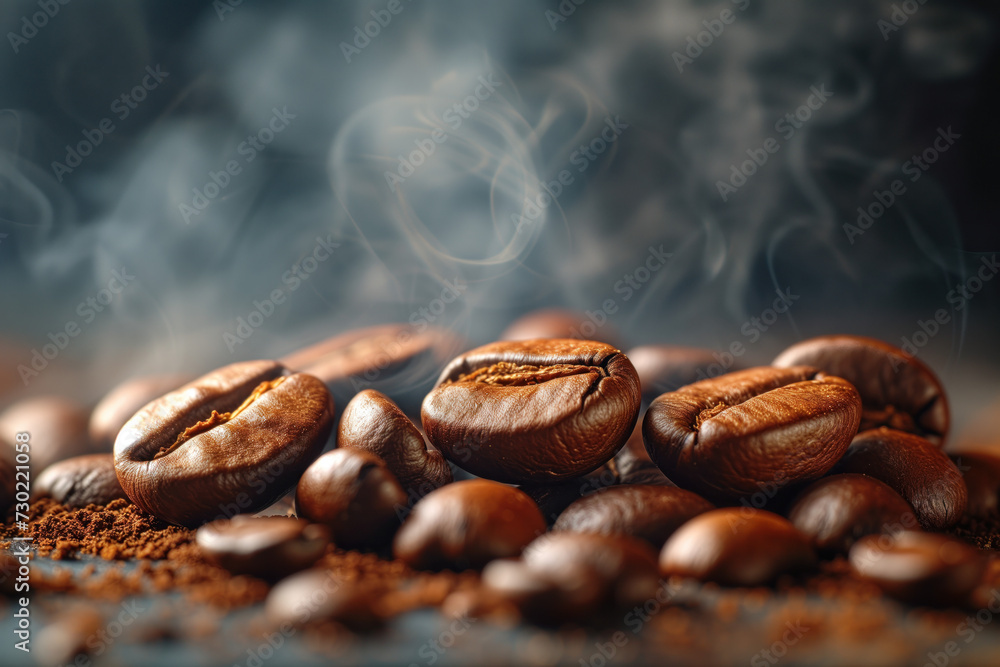 Aufkleber coffee beans close up. background image. created with generative ai technology