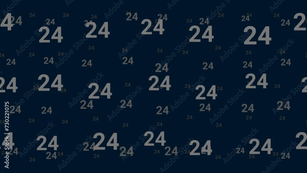 Poster around the clock symbols float horizontally from left to right. parallax fly effect. floating symbol