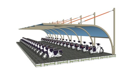 Fototapeta premium 3D Illustration of Parking Space Building Exterior