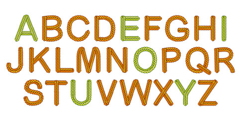 Knitted English Alphabet Vector Illustration.