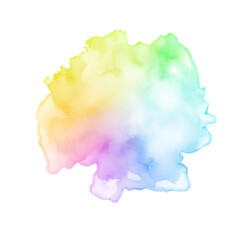 Abstract colorful watercolor splashes on a transparent background. PNG