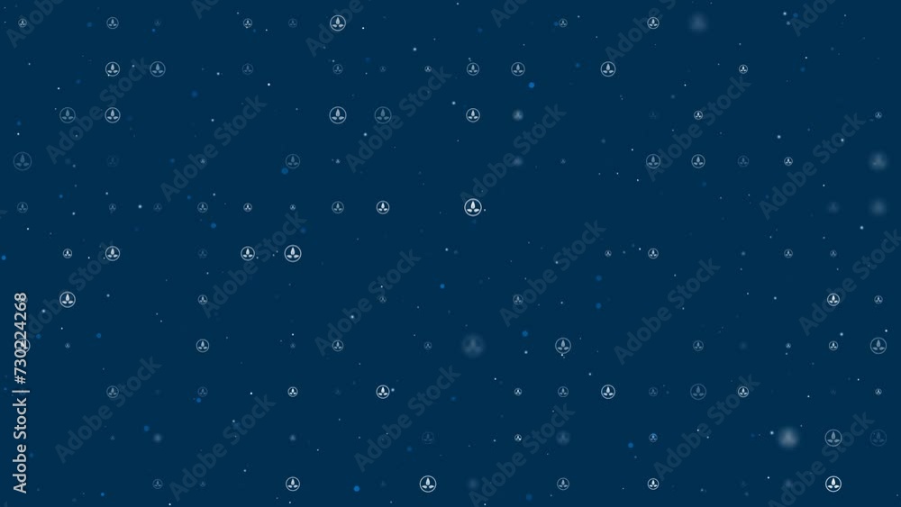 Poster template animation of evenly spaced ecology symbols of different sizes and opacity. animation of tra