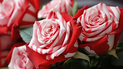 beautiful bouquet of red and white candy roses