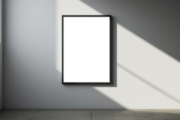 A template mock-up frame on a wall with a shadow, in the style of minimalistic modern interior