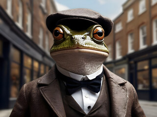  Anthropomorphic Common frog - The look is a interpretation of a typical 1920s in London streets.