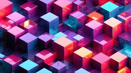 Digital voxel artificial cubes illustration abstract 3d background, futuristic pixel, virtual render digital voxel artificial cubes
