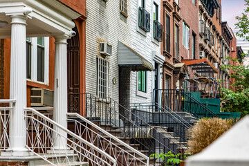 Photo of single-family homes in the Williamsburg neighborhood in New York (USA), home to one of the...