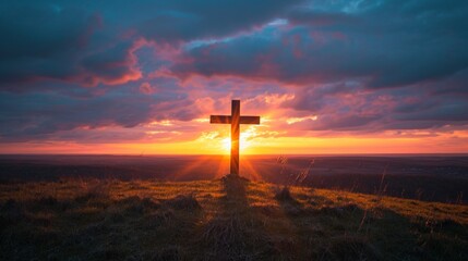 Resurrection Sunday Card with Sunrise and Cross