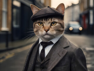 Anthropomorphic cat - The look is a interpretation of a typical 1920s in London streets.