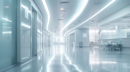 Modern architecture hospital corridor with bright and minimalistic design