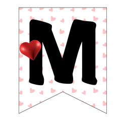Decorative Valantine's Day Letters For Party Time, Printable Banner Letter Cards Valantine Days Love Message to Print and design DIY do it yourself letter with heart shape 3d 