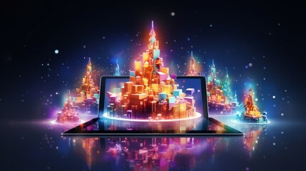 Enchanting Christmas digital holiday concept evoking virtual festiveness