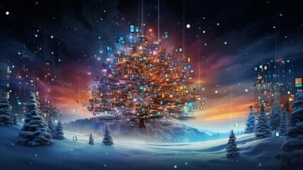 Imaginative digital Christmas interpretation igniting pixels of wonder
