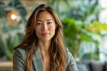 Obraz premium Corporate Business Photography of a Socially Conscious Business Woman Incorporating Sustainability and Ethical Practices, Generative AI